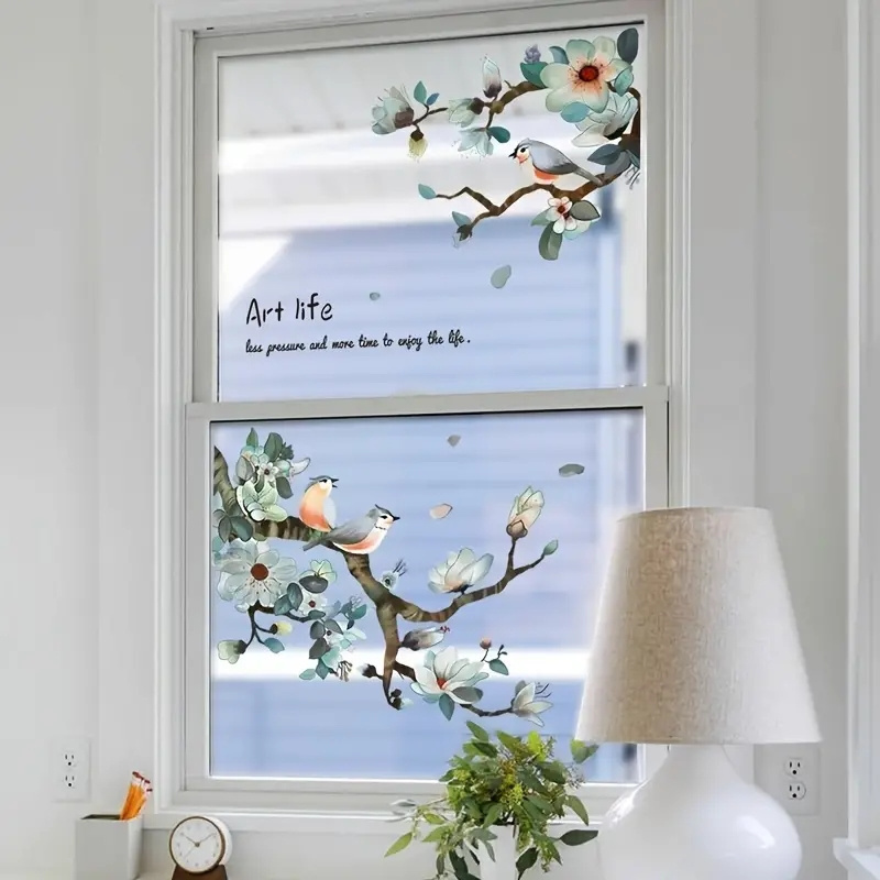 Branches Birds Glass Sticker PVC Removable Window Decal Home Office Decor Wall Sticker Electrostatic Office Window Sticker