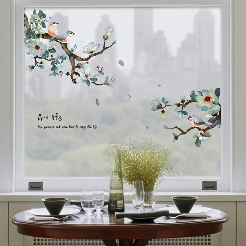 Branches Birds Glass Sticker PVC Removable Window Decal Home Office Decor Wall Sticker Electrostatic Office Window Sticker