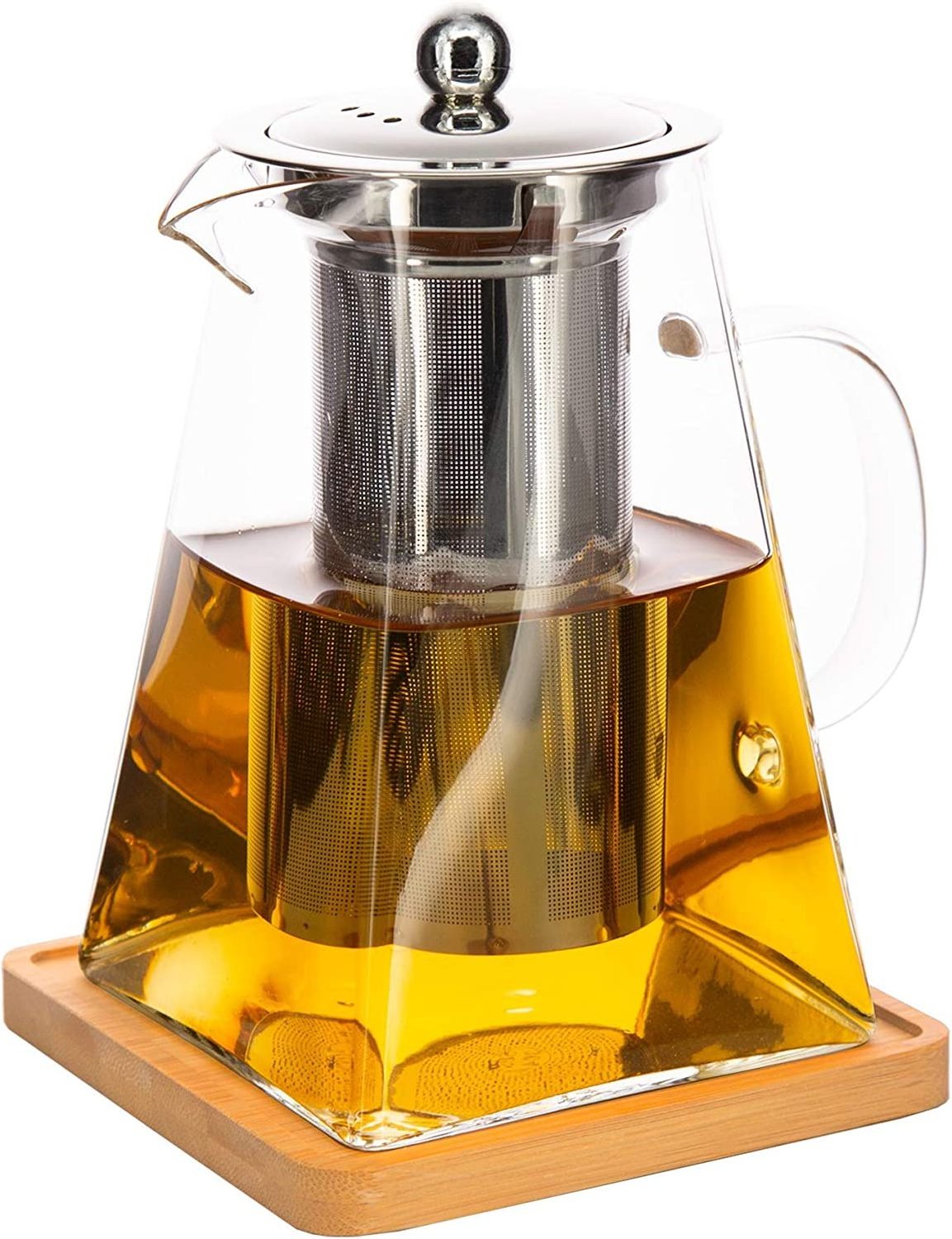 900ml(30oz) Square Glass Teapot with Removable Infuser,Stovetop Safe Glass Tea Kettle, Tea Pot for Loose Leaf Tea