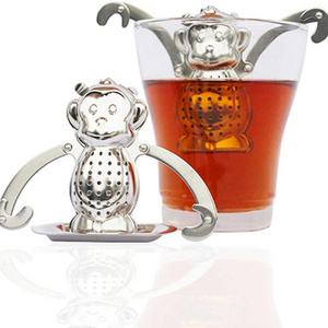 Easy to Use Stainless Steel Tea Strainer Cute Monkey Loose Tea Leaf Infuser Tea Diffuser