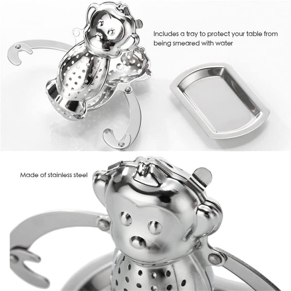 Easy to Use Stainless Steel Tea Strainer Cute Monkey Loose Tea Leaf Infuser Tea Diffuser