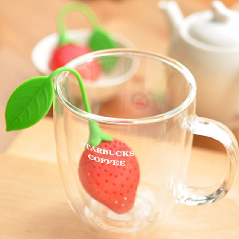 Silicone Strawberry Tea Infuser Teabag Kettle Loose Tea Leaf Strainer Ball Holder Herbal Spice Filter Tea Teapot Tool Polybag