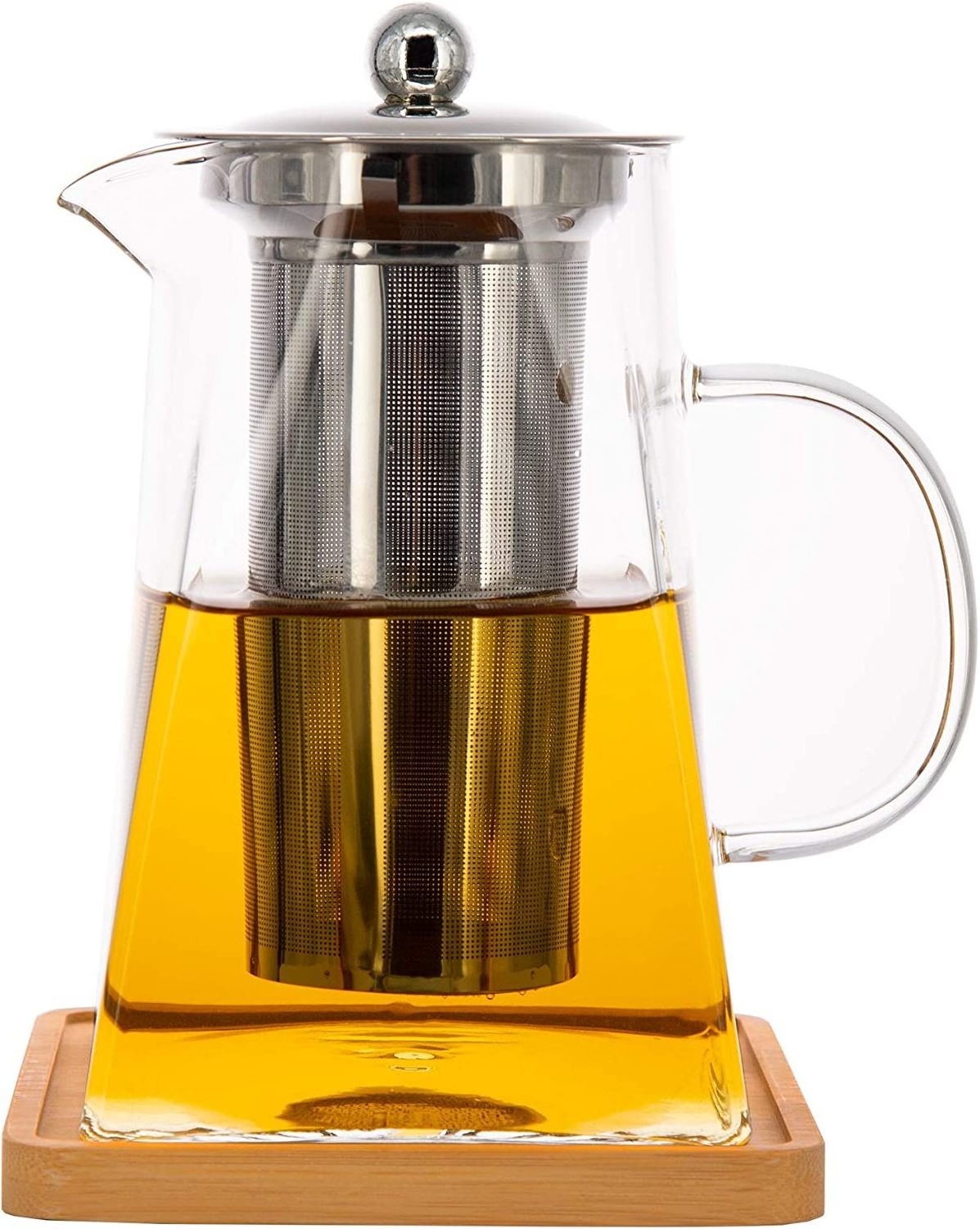 900ml(30oz) Square Glass Teapot with Removable Infuser,Stovetop Safe Glass Tea Kettle, Tea Pot for Loose Leaf Tea