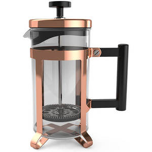 Glass French Press Cafetiere Heat Resistant Stainless Steel and Borosilicate Glass in Copper Coating 1000ML