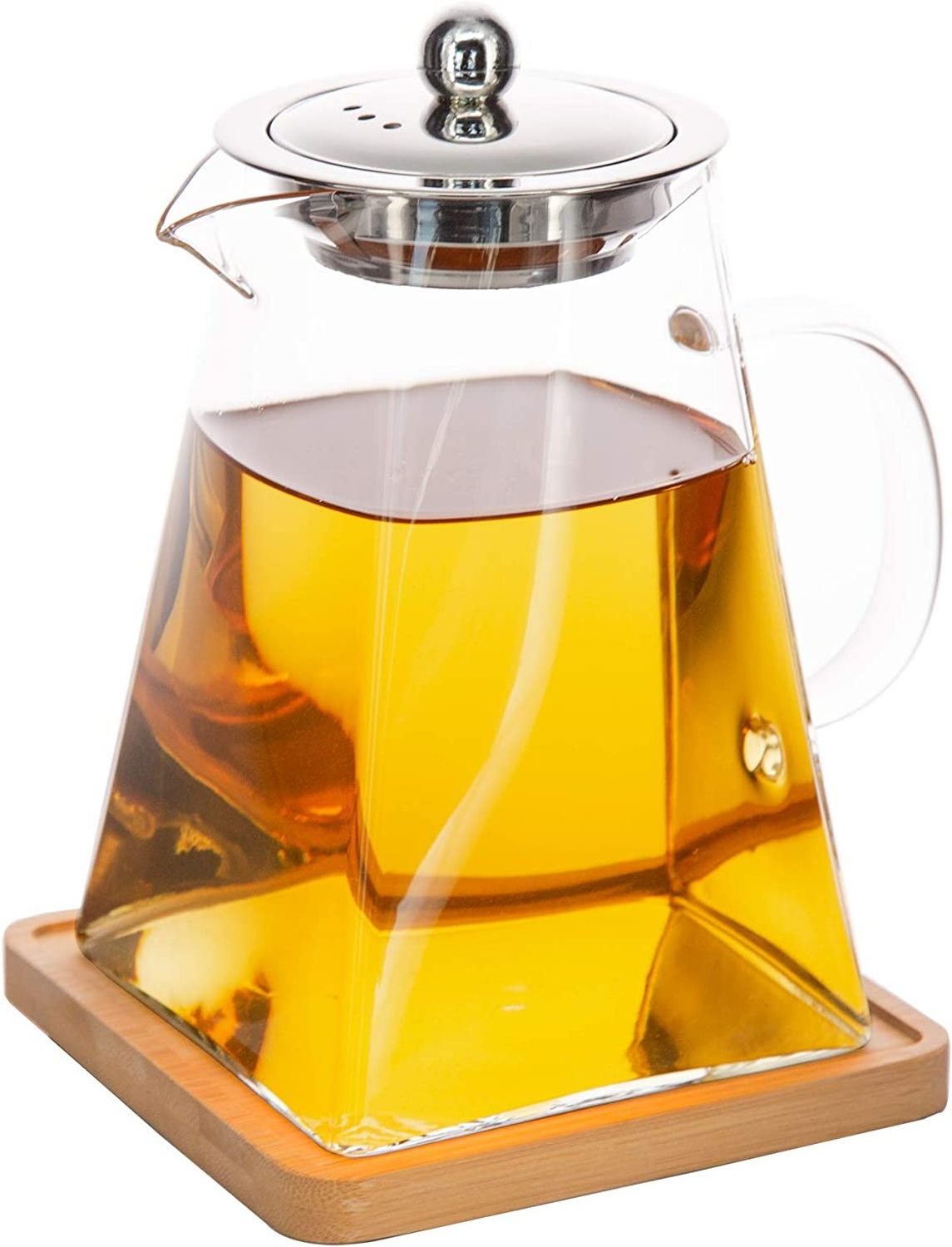 900ml(30oz) Square Glass Teapot with Removable Infuser,Stovetop Safe Glass Tea Kettle, Tea Pot for Loose Leaf Tea