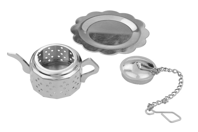 Hot seller spice leaf tea strainer metal tea sieve infuser with silicone teapot accessory