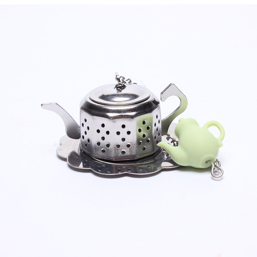 Hot seller spice leaf tea strainer metal tea sieve infuser with silicone teapot accessory