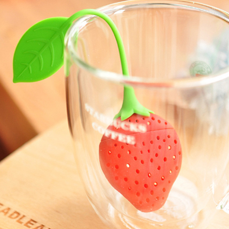 Silicone Strawberry Tea Infuser Teabag Kettle Loose Tea Leaf Strainer Ball Holder Herbal Spice Filter Tea Teapot Tool Polybag