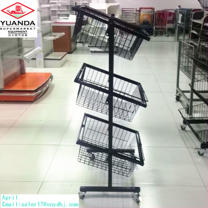 Grocery store hanging wire mesh basket modern display shelf for sell