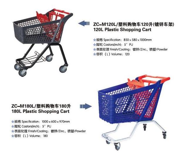 Plastic Shopping Cart with Child Seat Grocery/Supermarket Store Plastic Trolley