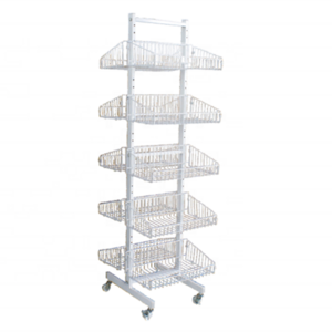 Supermarket metal double sided wire basket display shelf store display stand retail storage rack