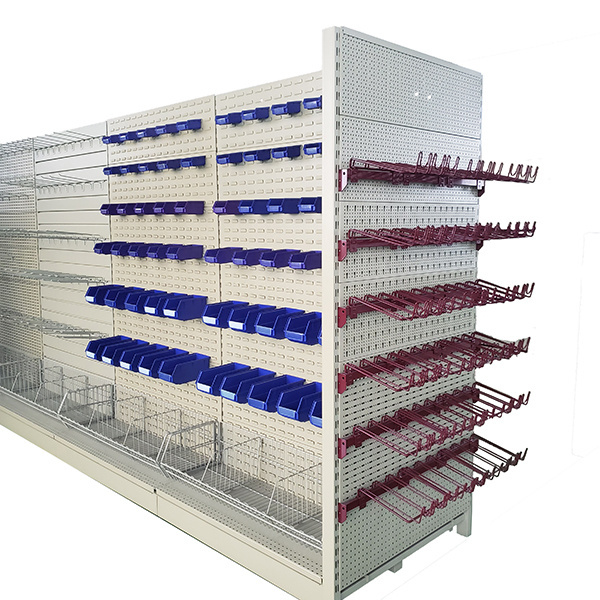 double side supermarket gondola shelving and metal display supermarket rack