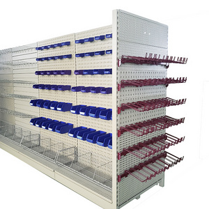 double side supermarket gondola shelving and metal display supermarket rack