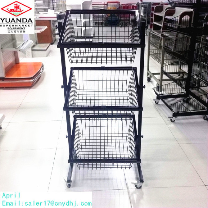 Grocery store hanging wire mesh basket modern display shelf for sell