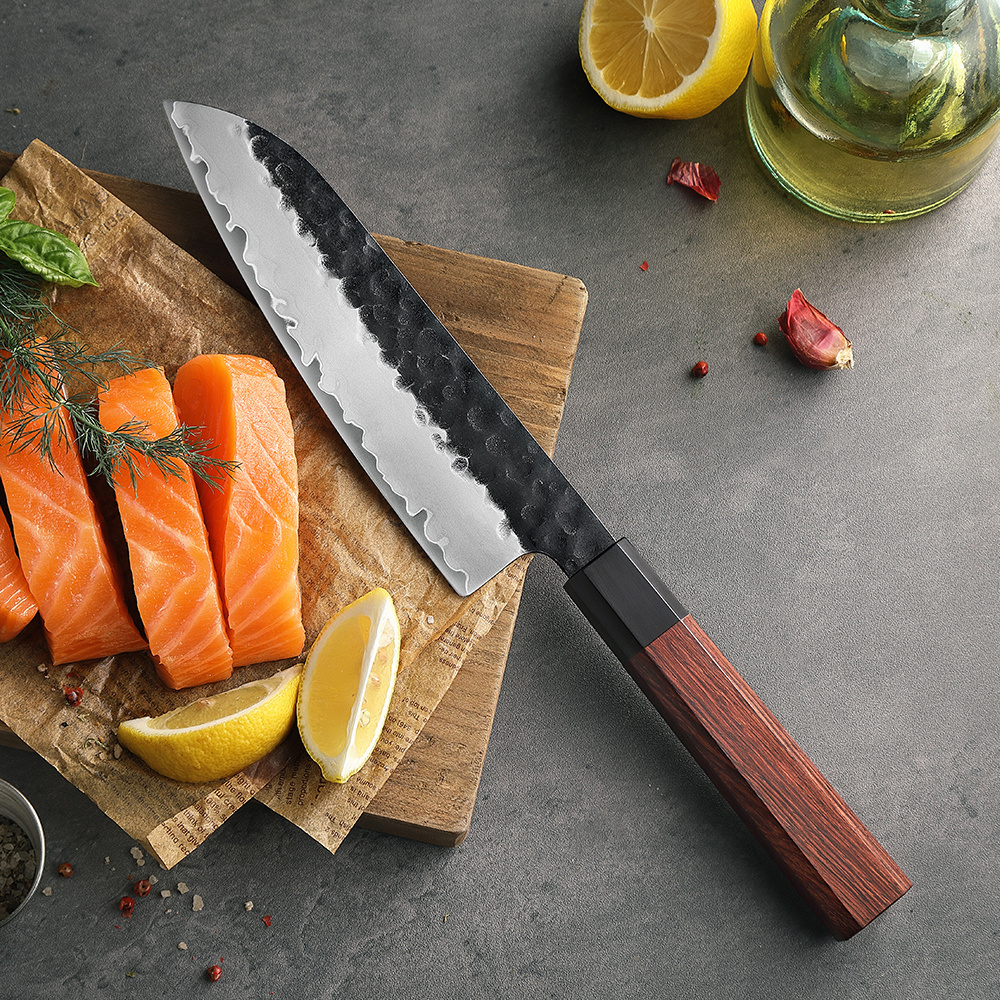 High carbon stainless steel Knives 10Cr core Professional Restaurants Kitchen Red wood chef knife set of 4