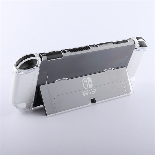 High Quality For Nintendo Switch Oled Crystal Shell For Switch OLED Split Case With Bracket Controller Accessories