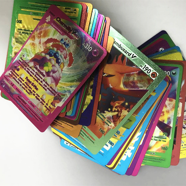 French Version 55pcs/box Gold Silver Rainbow Trading Card Pokemoned playing card