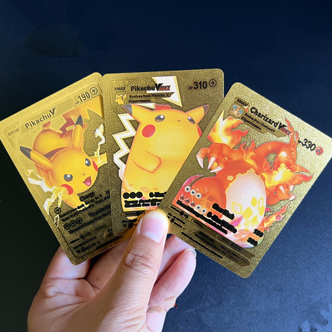 Hot Sale English German Spanish French 55pcs Box Gold Venusaur Pokemoned Trading Game Cards For Sale