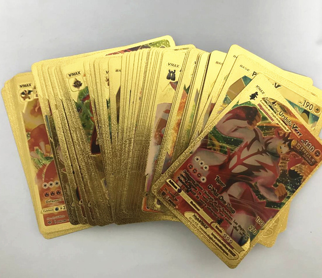 Top Quality French 55pcs/box Gold Card Poke mon playing card Trading Playing Paper Card