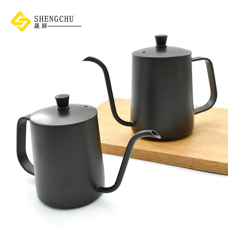 304 Stainless steel hand made coffee pot with lid  coffee pot Coffee mug outdoor hanging ear thin mouth hand made pot