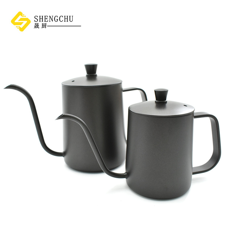 304 Stainless steel hand made coffee pot with lid  coffee pot Coffee mug outdoor hanging ear thin mouth hand made pot