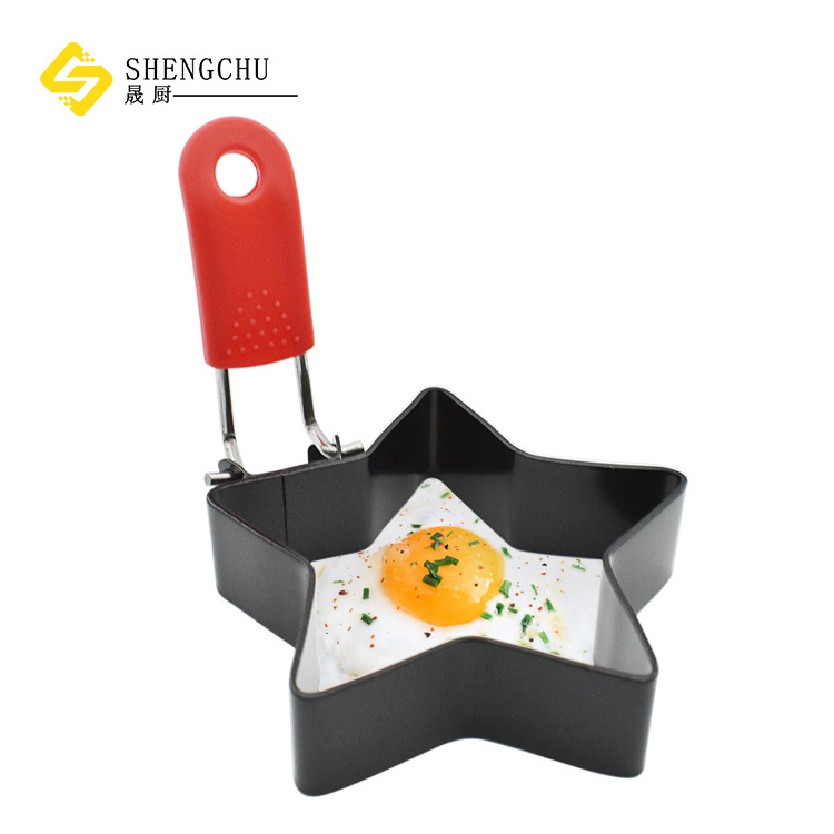 New Design Pancake Rings Mold Stainless steel Egg Omelet Ring Kitchen Fried Egg Molds with Silicone handle