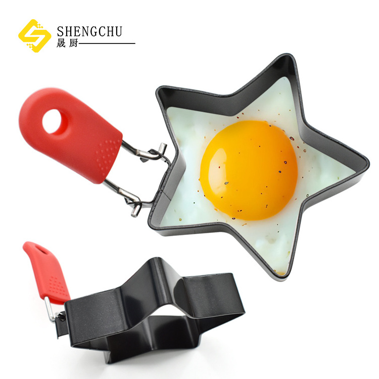 New Design Pancake Rings Mold Stainless steel Egg Omelet Ring Kitchen Fried Egg Molds with Silicone handle