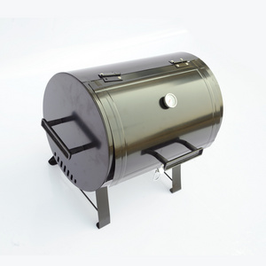 Portable Cylindrical Tabletop Oven BBQ Charcoal Grill Outdoor Garden Oven