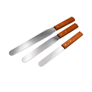 Straight Stainless Steel Metal Spatula with Wooden Handle 5.5in 8in 10in Cake Decorating Tools Cake Icing Spatula