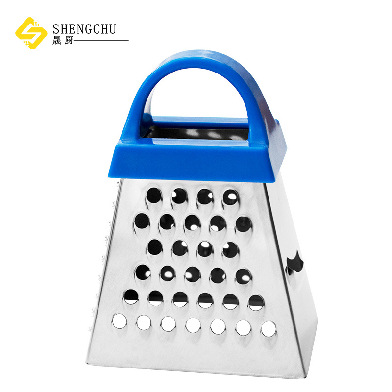 LFGB 3 inch 430 Stainless steel 4 sides grater Small Kitchen tools Mini Cheese Grater with PP handle