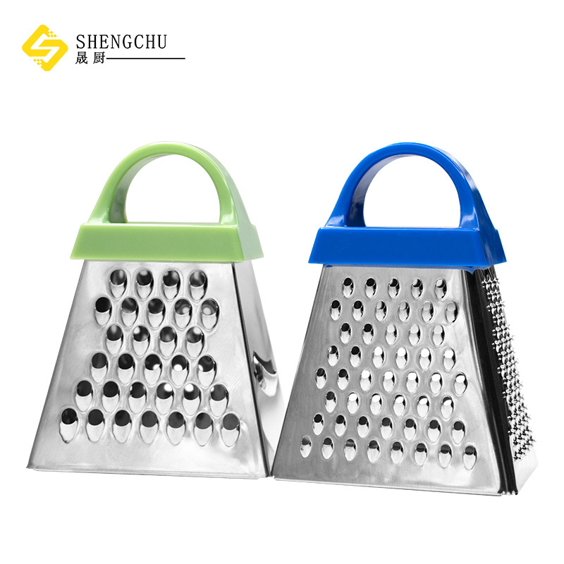 LFGB 3 inch 430 Stainless steel 4 sides grater Small Kitchen tools Mini Cheese Grater with PP handle