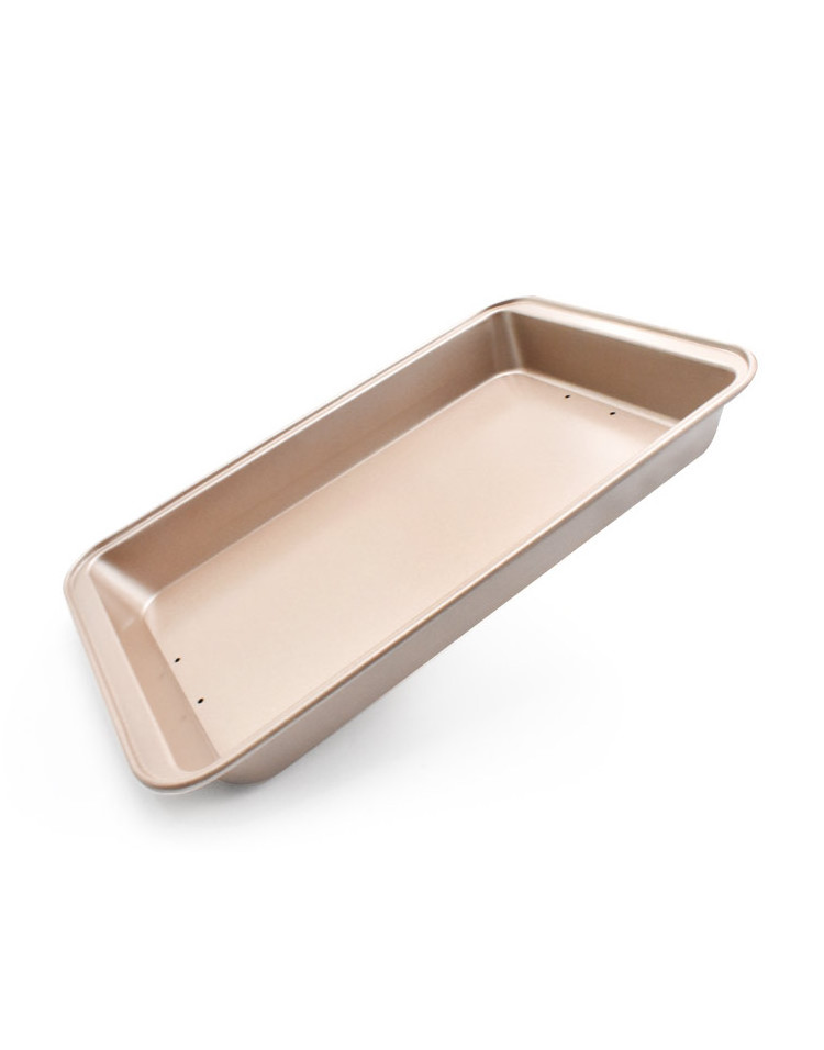 Removable Bottom Non-stick Rectangle Cake Mold 12 Inch Carbon Steel Champagne Gold Pizza Baking Pan