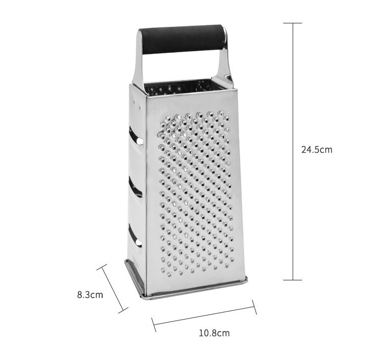 kitchen tools High quality stainless steel 4 Sides Grater Vegetable slicer Cheese Grater with Rubber Handle