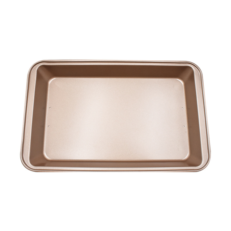 Removable Bottom Non-stick Rectangle Cake Mold 12 Inch Carbon Steel Champagne Gold Pizza Baking Pan