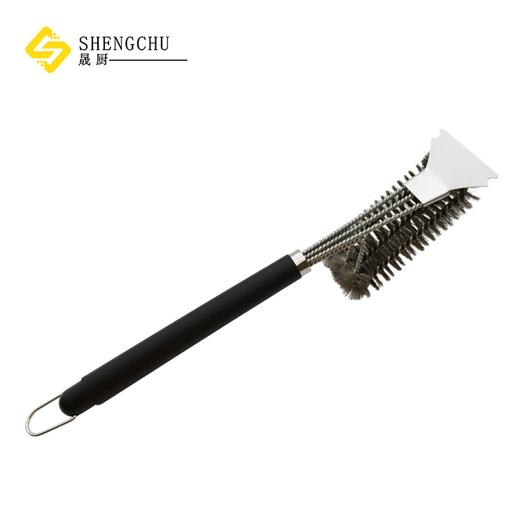 Stainless Steel BBQ Grill Cleaning Brush Multi-functional 3 in 1 Grill Brush and Scraper