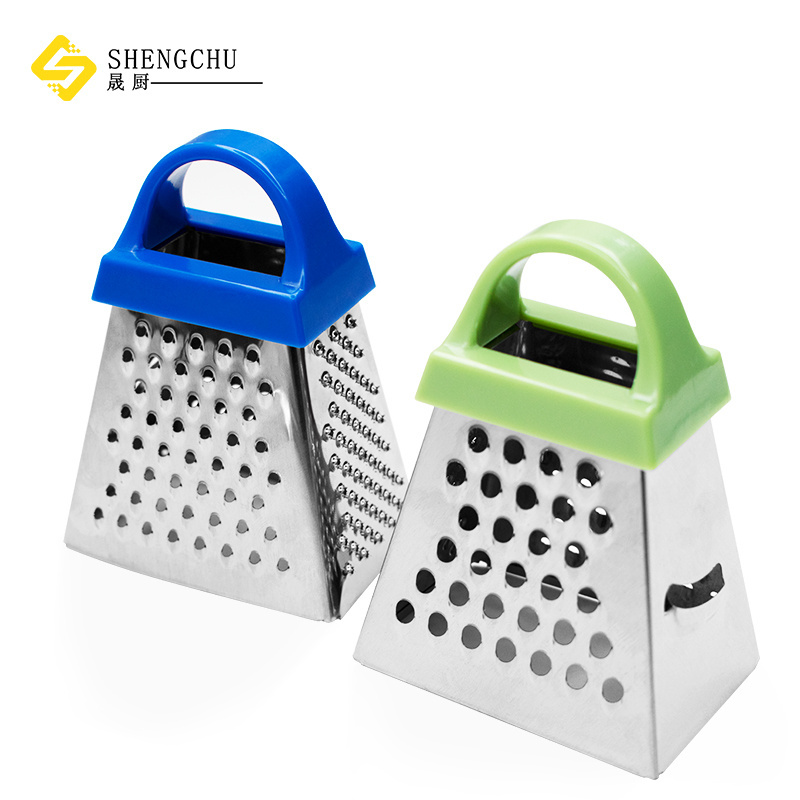 LFGB 3 inch 430 Stainless steel 4 sides grater Small Kitchen tools Mini Cheese Grater with PP handle