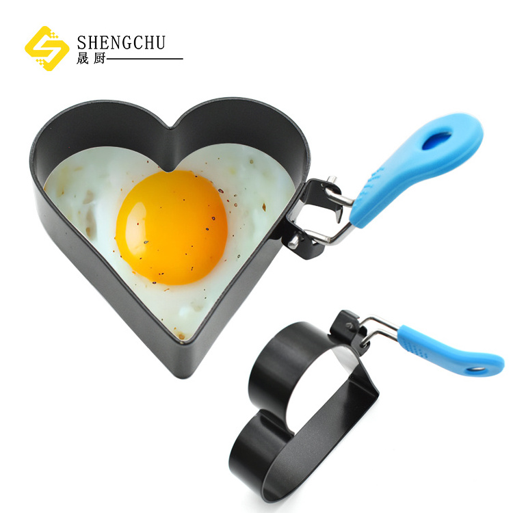 Heart Shape Pancake Rings Mold Black Stainless steel Egg Omelet Ring Kitchen Fried Egg Molds