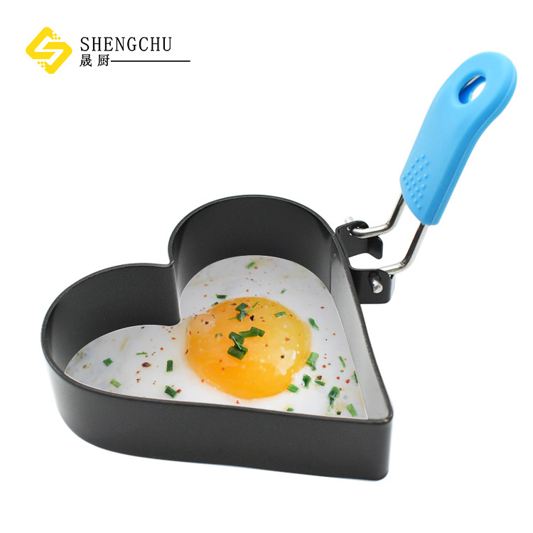 Heart Shape Pancake Rings Mold Black Stainless steel Egg Omelet Ring Kitchen Fried Egg Molds