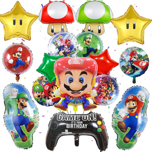 New 6pcs Super Mario Bros Balloons Happy Birthday Party Supplies Mushroom Character Foil Balloons Sets Game Globos Sets