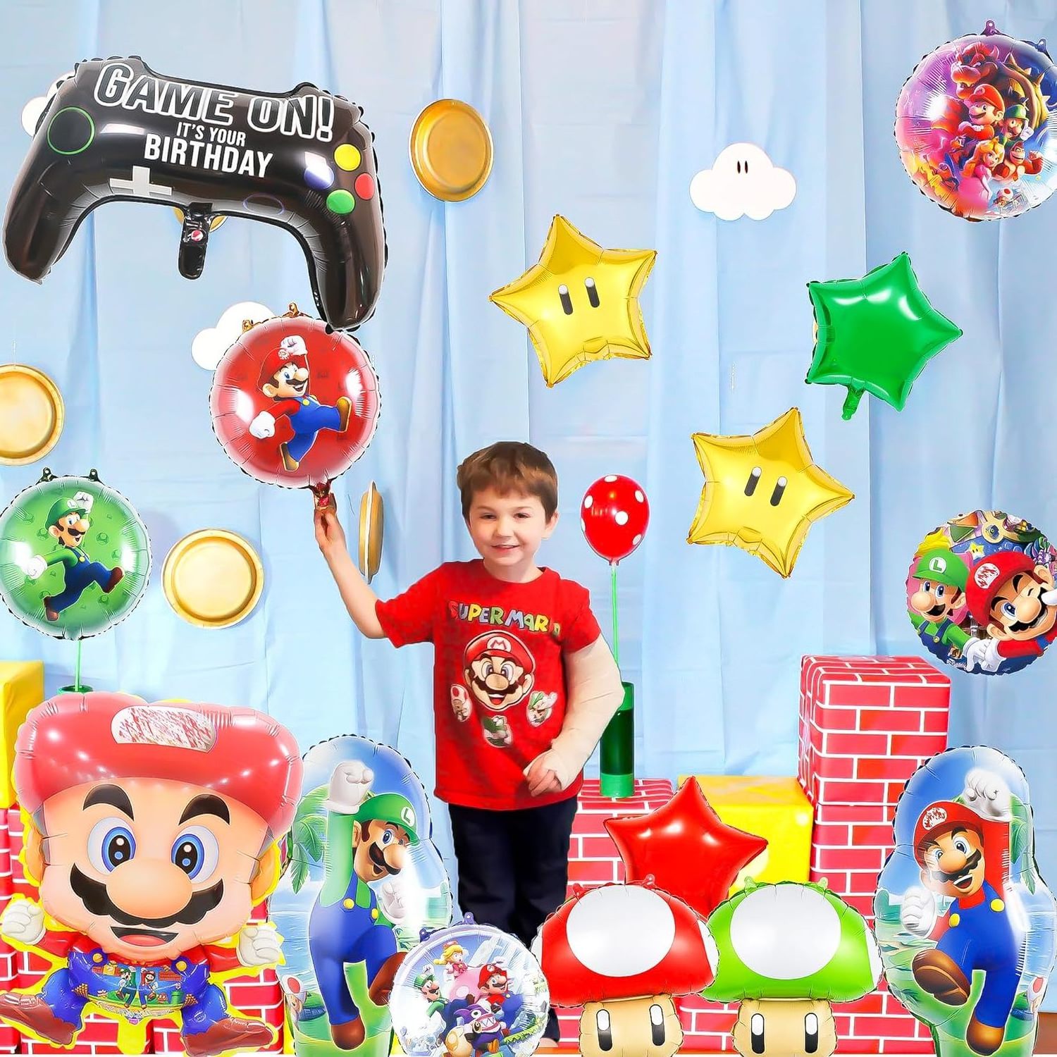 New 6pcs Super Mario Bros Balloons Happy Birthday Party Supplies Mushroom Character Foil Balloons Sets Game Globos Sets