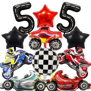 New tire balloon speed racing car aluminum film balloon racing helmet theme for kids boy birthday party decoration globos set