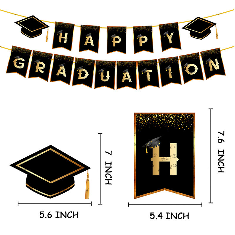 Wholesale 2024 Graduation Season Balloon Set Congratulate Grad Banner Snail Flag Rotary Ornamentation Party Supplies