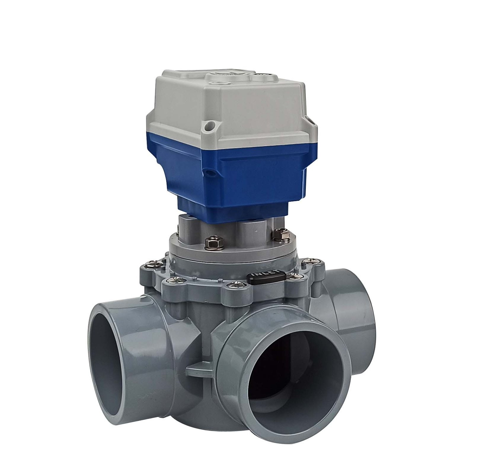 Motorized CPVC swimming pool 3-way diverter valve