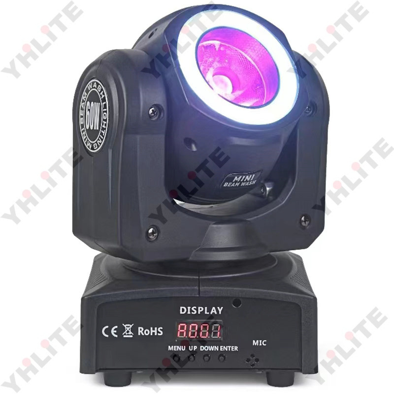 60W LED Moving Head Light Stage DJ RGBW 4-in-1 Zoom Wash Sharpy Beam Mini Wash with Gobo for Wedding Application