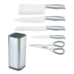 6 PIECES Whole Stainless steel Kitchen Knife Set Including Cleaver Knife And Stainless Steel Knife Block