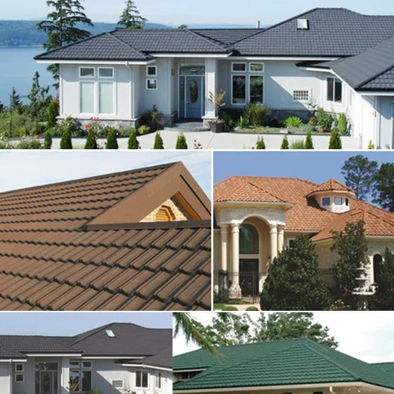 Lowest Price Roof Tile Stone Coated Steel Roofing Tile Deep Roman Type 0.45mm Stone Coated Metal Roof Tile