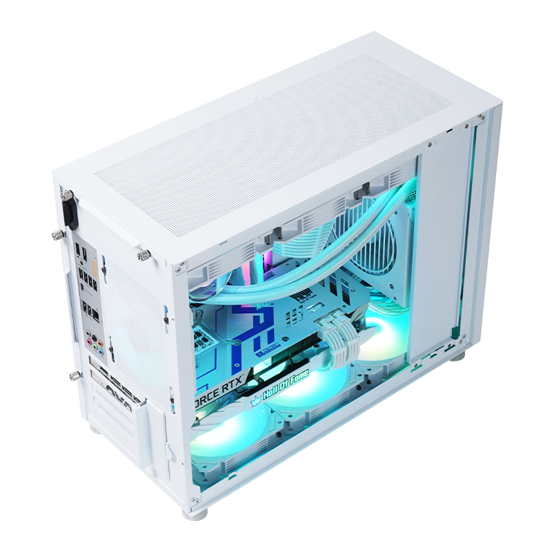 Hot Sale Design Strip Mesh Panel Gaming Computer ATX Case PC Case Cabinet Side transparent glass chassis