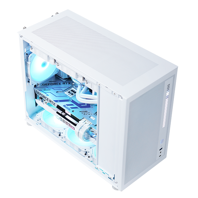 Hot Sale Design Strip Mesh Panel Gaming Computer ATX Case PC Case Cabinet Side transparent glass chassis