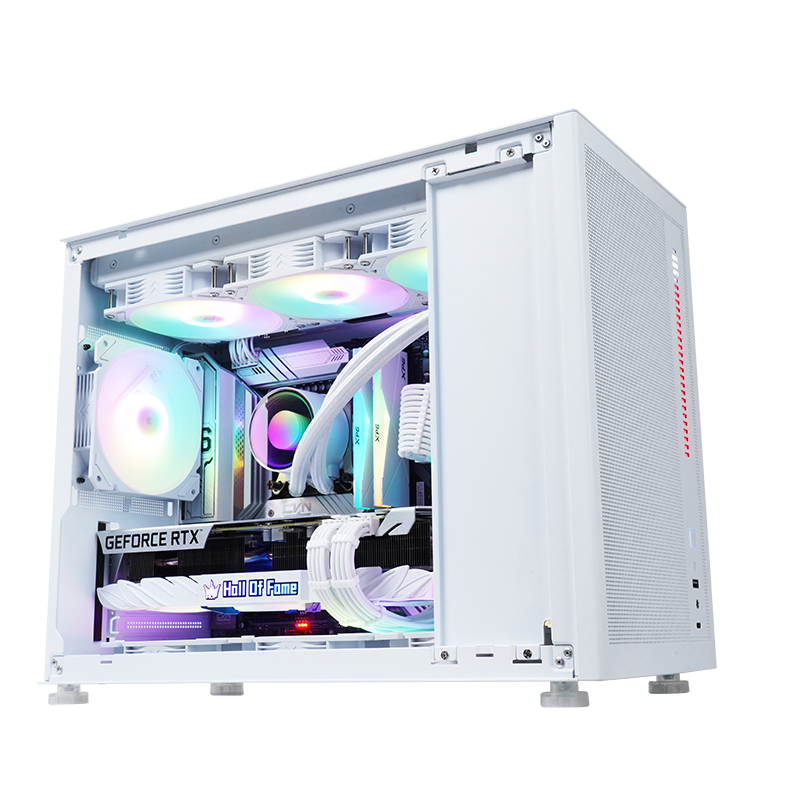 Hot Sale Design Strip Mesh Panel Gaming Computer ATX Case PC Case Cabinet Side transparent glass chassis