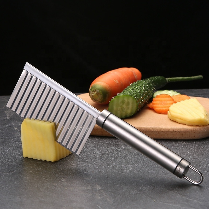 Stainless steel 304 French Fry Cutter Corrugated Cutting Knife Potato Slicer Onion Slicer Wavy Cutter with Hook